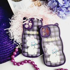 CASE IPHONE NHÁM DA TAI GẤU Tím  - THỎ Rabbit