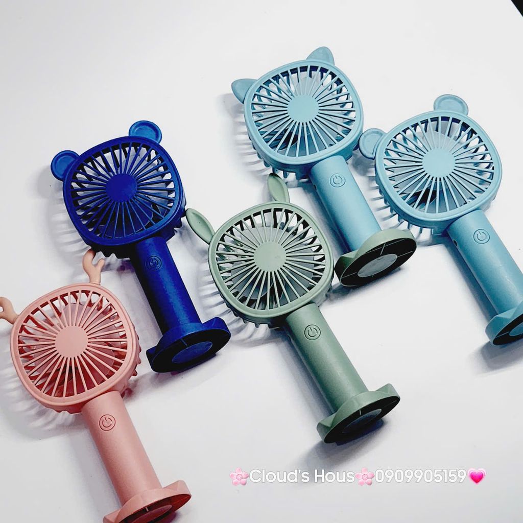 Mini Fan - Quạt Cầm Tay Tai Thú Nhiều Màu ( có đế rời để bàn)