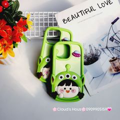 Case Ốp điện thoại iPhone Su dẻo Bé Gái Hai Chùm Alien Xanh lá iPhone 11/12/13/14/15/Pro/Promax