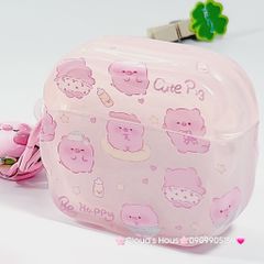 Cover Case Vỏ bảo vệ Airpod Heo Hồng Trong Kèm Charm Airpod 1/2/3/Pro/Pro2