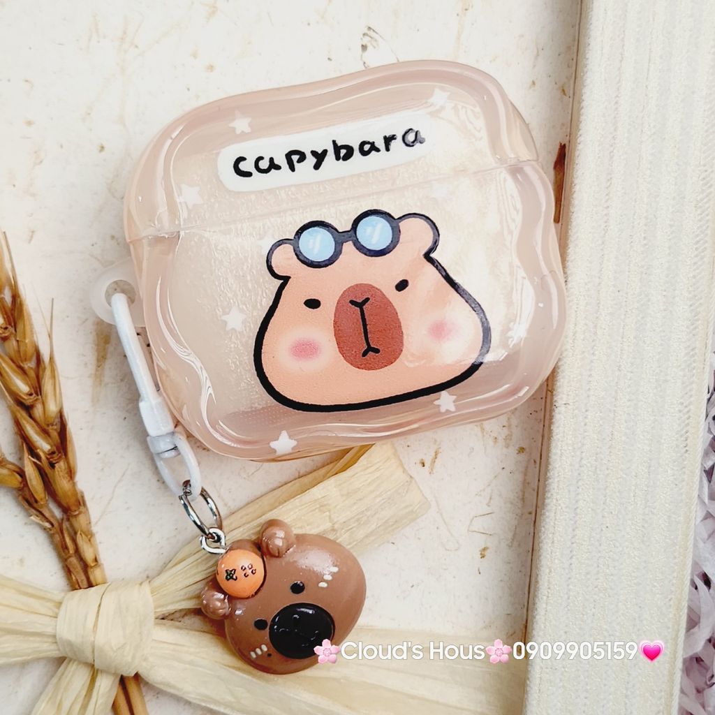 Cover Case Vỏ bảo vệ Airpod Chuột Capybara phao gợn sóng Airpod 1/2/3/Pro/Pro2