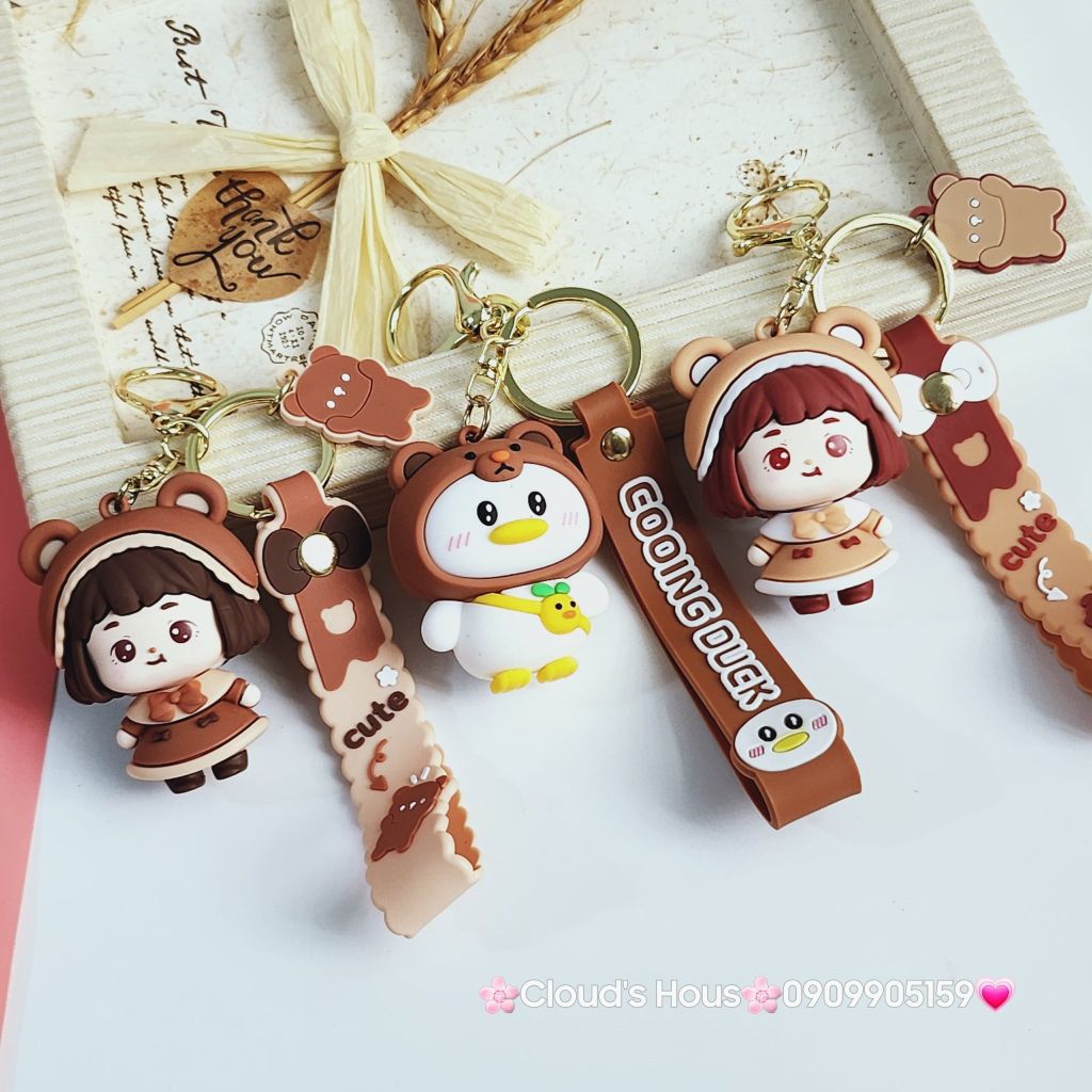 Móc Khoá Bé Gái Cute & Vịt Nâu Cooing Duck