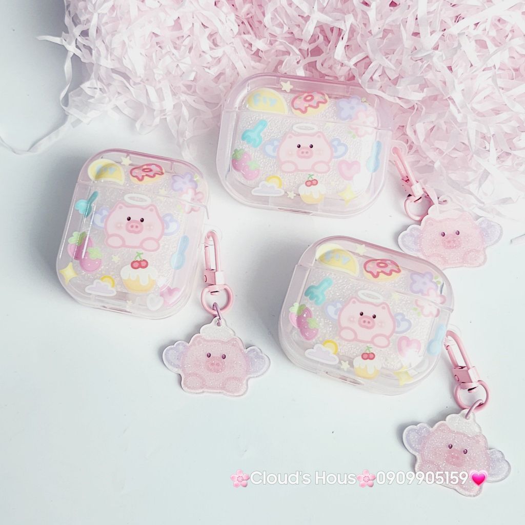 Cover Case Vỏ bảo vệ Airpod Heo hồng thiên thần phao trong Airpod 1/2/3/Pro/Pro2