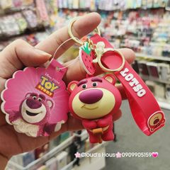 Móc khoá Lotso Gấu Dâu Mặt Bự Cầm Gậy Chính hãng Disney