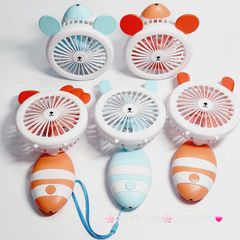 Quạt Cầm Tay Mini Thân Sọc Tai Gấu Tai Thỏ Tai Mèo