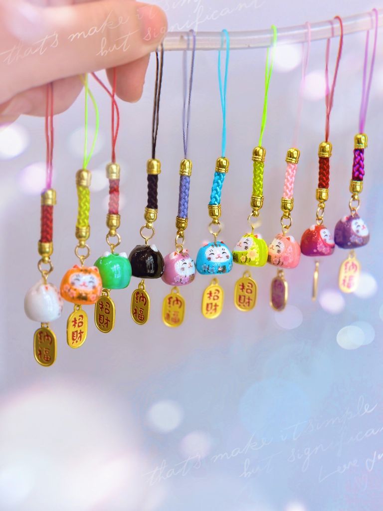 Móc Điện Thoại Móc Túi Phụ Kiện Đẹp Mèo Thần Tài Mini chất liệu sứ