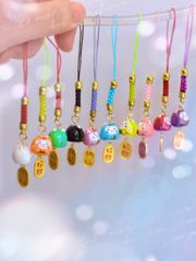 Móc Điện Thoại Móc Túi Phụ Kiện Đẹp Mèo Thần Tài Mini chất liệu sứ