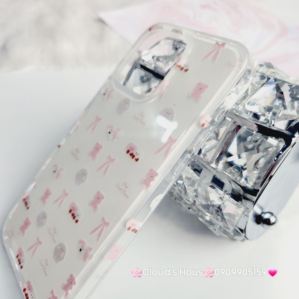 Case Ốp điện thoại iPhone Nơ Sticker Dễ Thương Nền Trắng iPhone 11/12/13/14/15/Pro/Promax