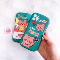 CASE IPHONE Gấu Xanh lá Đáng Yêu Nhám Da Dẻo Phôi Bầu Chống Shock