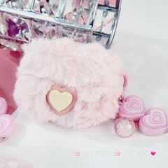 Cover Case Vỏ bảo vệ Airpod Lông Hồng trái Tim kèm móc khóa Airpod 1/2/3/Pro/Pro2