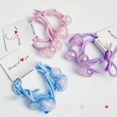 Đồ cột tóc dây thun Charm trái tim (cặp)