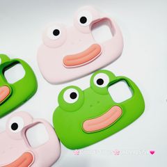 Case Ốp điện thoại iPhone Su dẻo Ếch Môi Dày 3D Nổi Xanh & Hồng iPhone 11/12/13/14/15/Pro/Promax