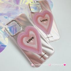 Case Ốp điện thoại iPhone Trái tim Love ánh hồng iPhone 11/12/13/14/15/Pro/Promax