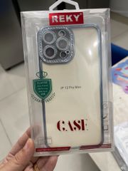 CASE iPhone Trong Suốt Viền Màu ĐÍNH ĐÁ Chính Hãng REKY