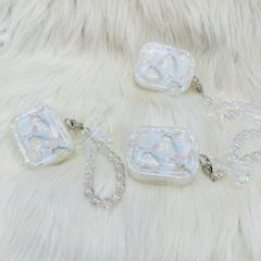 Cover Case Vỏ bảo vệ Airpod Trong Nơ Xà Cừ kèm Dây Charm Airpod 1/2/3/Pro/Pro2