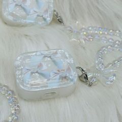 Cover Case Vỏ bảo vệ Airpod Trong Nơ Xà Cừ kèm Dây Charm Airpod 1/2/3/Pro/Pro2