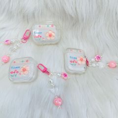 Cover Case Vỏ bảo vệ Airpod Trong Hoa Nổi Flower kèm móc khóa Airpod 1/2/3/Pro/Pro2