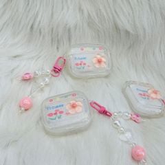 Cover Case Vỏ bảo vệ Airpod Trong Hoa Nổi Flower kèm móc khóa Airpod 1/2/3/Pro/Pro2