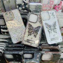 Case Ốp điện thoại iPhone Cánh Bướm Chống Dựng Butterfly Trong ánh bạc & Kim Tuyến iPhone 12/13/14/15/Promax