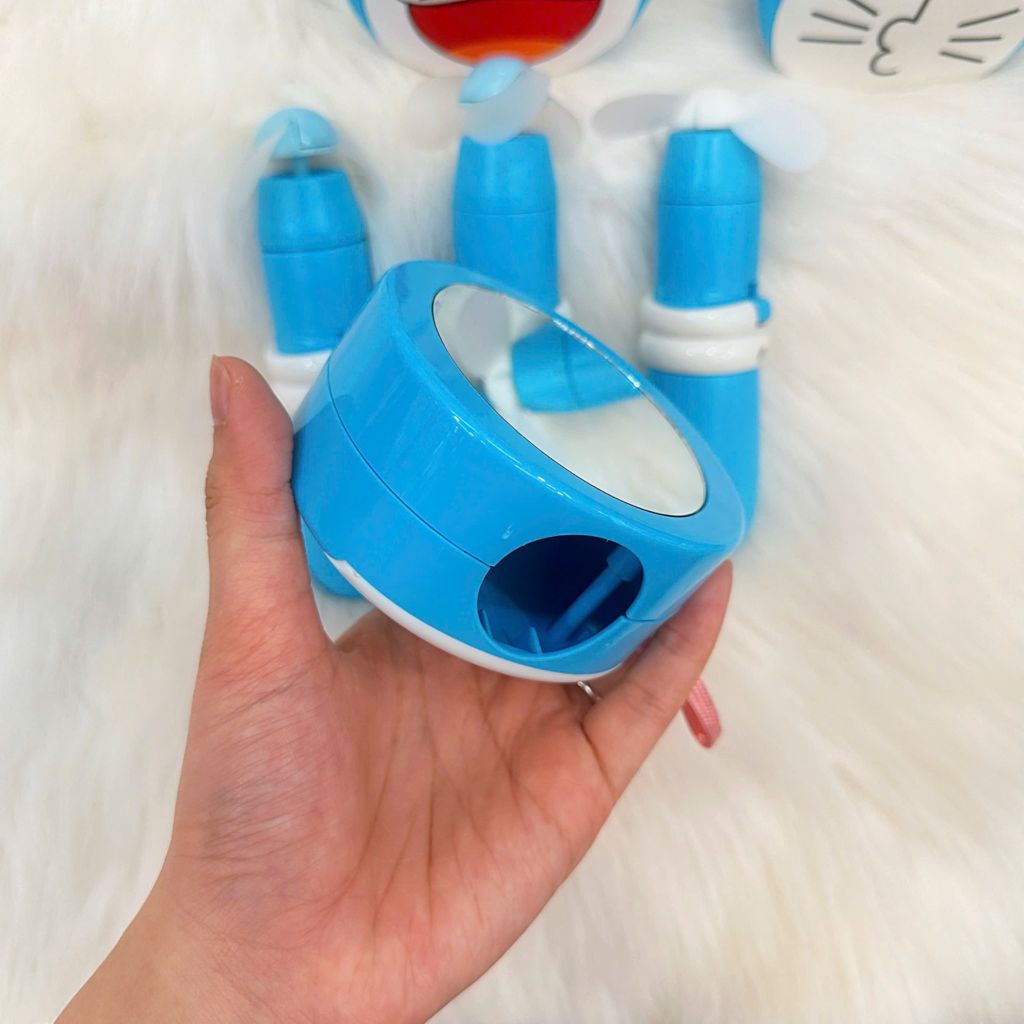 Mini Fan - Quạt Cầm Tay Kèm Gương Doraemon