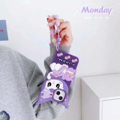 Case Ốp điện thoại iPhone Kuromi Su dẻo Chống shock Kèm dây đeo điện thoại iPhone 11/12/13/14/Pro/Promax