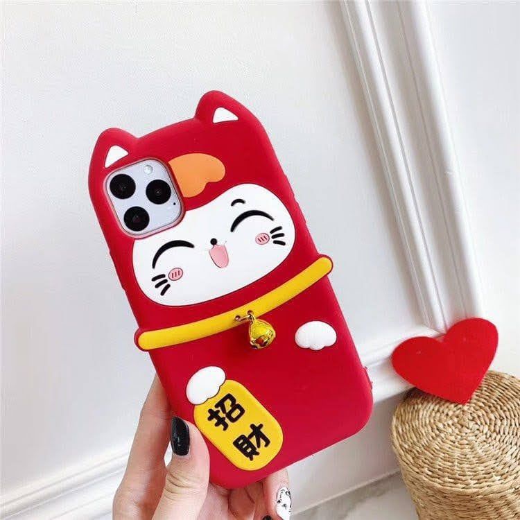 Case Ốp điện thoại iPhone Mèo may mắn Su dẻo Đeo chuông iPhone 7/8/X/11/12/s/sMax/Plus/Pro/Promax - TẾT
