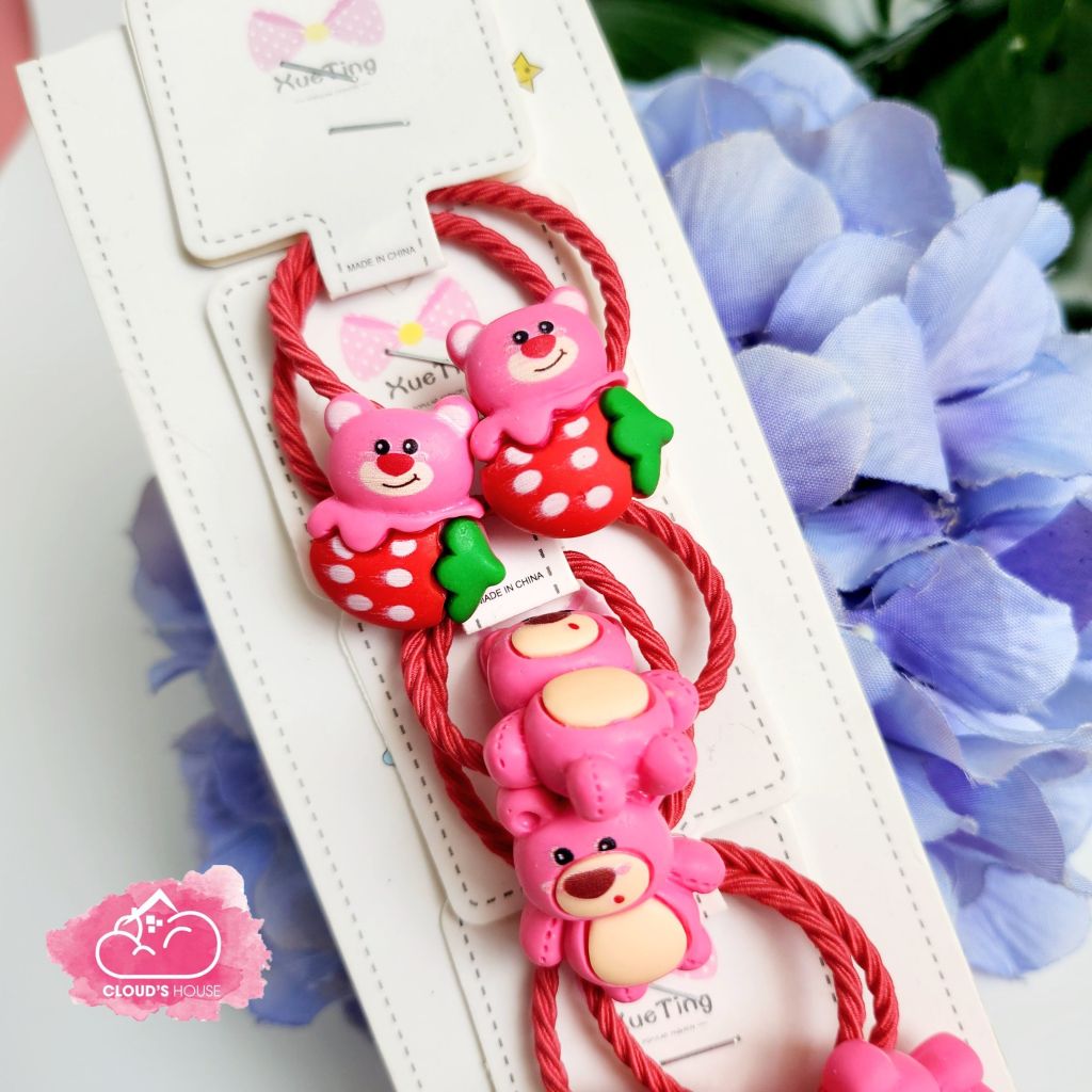 Thun cột tóc Gấu hồng Lotso Chun xoắn