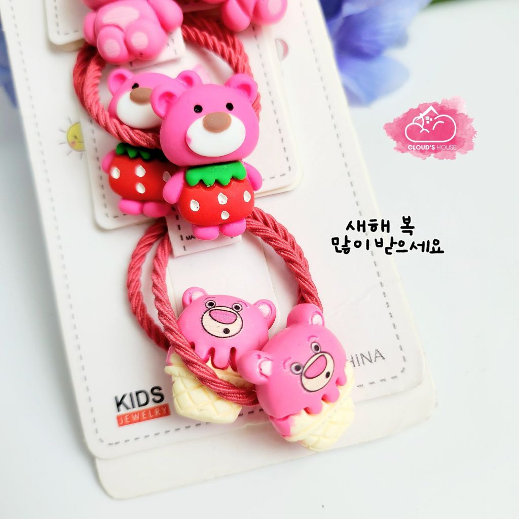Thun cột tóc Gấu hồng Lotso Chun xoắn