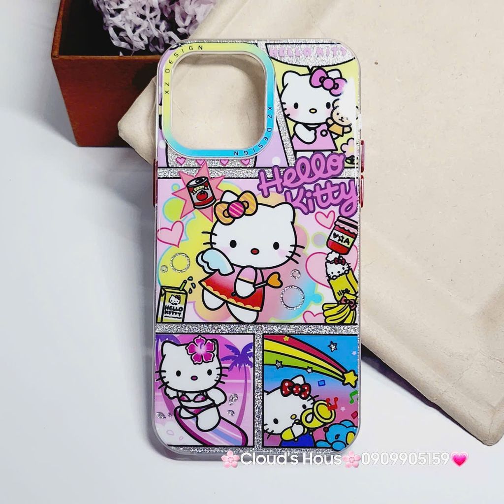Case Ốp điện thoại iPhone Likgus Hello Kitty Kim Tuyến Bling Bling iPhone 12/13/14/15/Pro/Promax