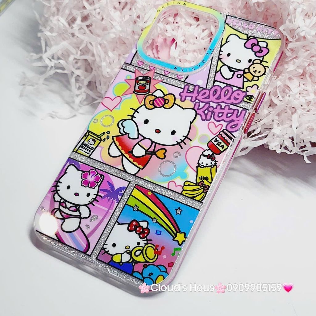 Case Ốp điện thoại iPhone Likgus Hello Kitty Kim Tuyến Bling Bling iPhone 12/13/14/15/Pro/Promax