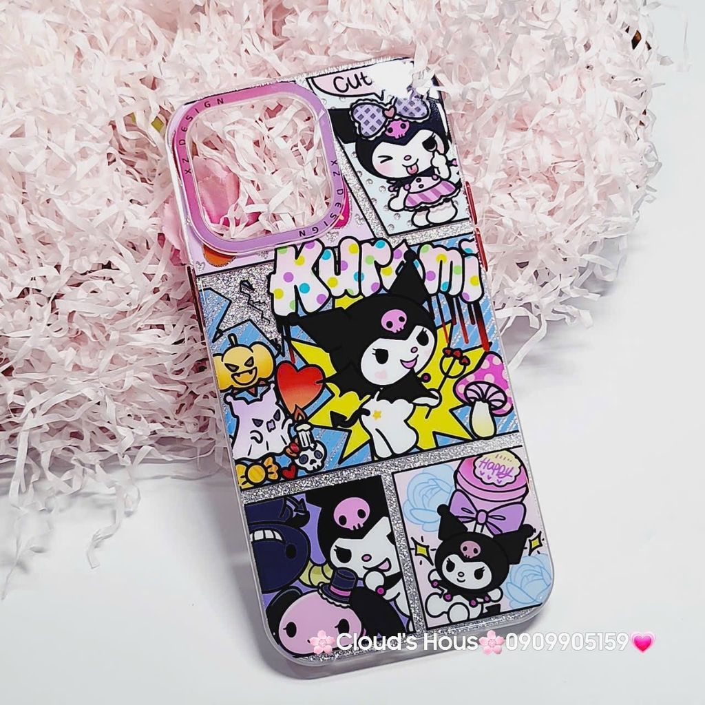 Case Ốp điện thoại iPhone Likgus Kuromi Hoạt hình Bling Bling iPhone 12/13/14/15/Pro/Promax