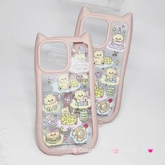 Case Ốp điện thoại iPhone Trong Stickers Gấu tai Mèo iPhone 12/13/14/15/Pro/Promax