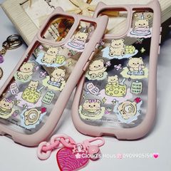 Case Ốp điện thoại iPhone Trong Stickers Gấu tai Mèo iPhone 12/13/14/15/Pro/Promax
