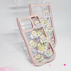 Case Ốp điện thoại iPhone Trong Stickers Gấu tai Mèo iPhone 12/13/14/15/Pro/Promax