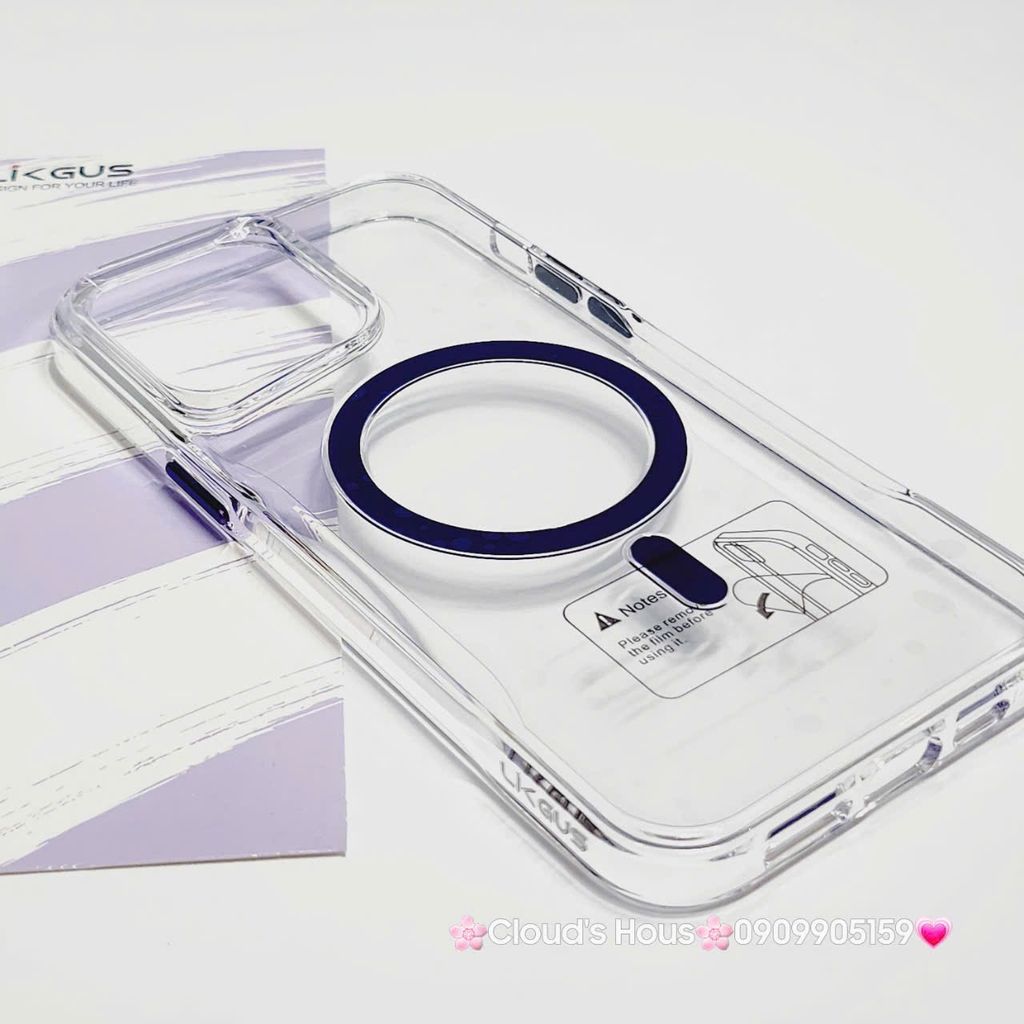 Case Ốp điện thoại iPhone Likgus Trong Magsafe Viền Màu Không Vàng iPhone 16/Pro/Promax
