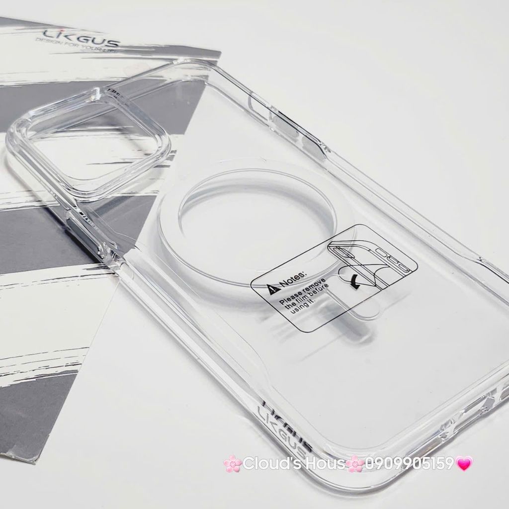 Case Ốp điện thoại iPhone Likgus Trong Magsafe Viền Màu Không Vàng iPhone 16/Pro/Promax