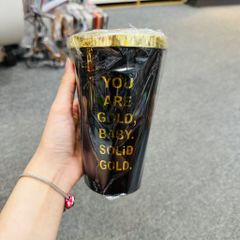 Ly Nước Đỏ Đen Nắp Vàng