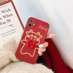 CASE IPHONE NHÁM BÓNG BÒ SỮA ĐỎ ĐÔ ICON NỔI