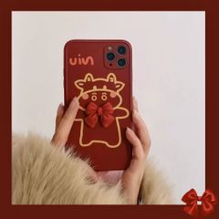 CASE IPHONE NHÁM BÓNG BÒ SỮA ĐỎ ĐÔ ICON NỔI