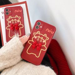 CASE IPHONE NHÁM BÓNG BÒ SỮA ĐỎ ĐÔ ICON NỔI