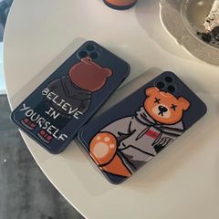 CASE IPHONE Gấu Chất Nhám Bóng tone xanh dương - Believe in yourself