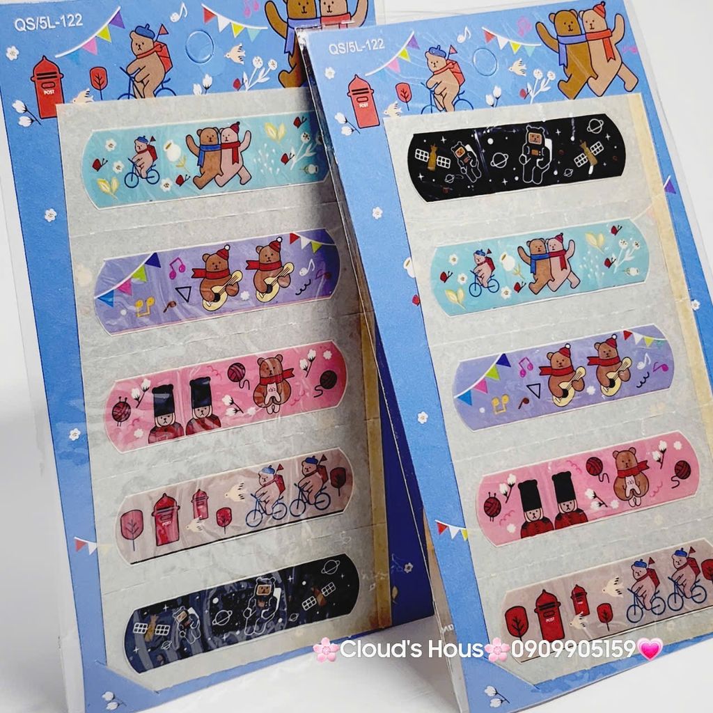 Băng keo cá nhân, dán vết thương Hello Kitty, Cú Mèo, Bọt Biển, One Piece,...