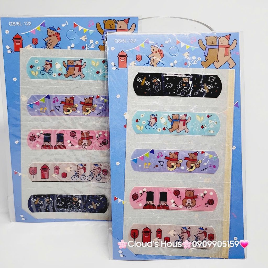 Băng keo cá nhân, dán vết thương Hello Kitty, Cú Mèo, Bọt Biển, One Piece,...