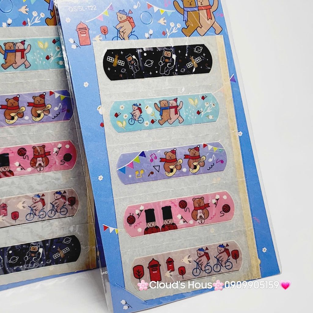 Băng keo cá nhân, dán vết thương Hello Kitty, Cú Mèo, Bọt Biển, One Piece,...