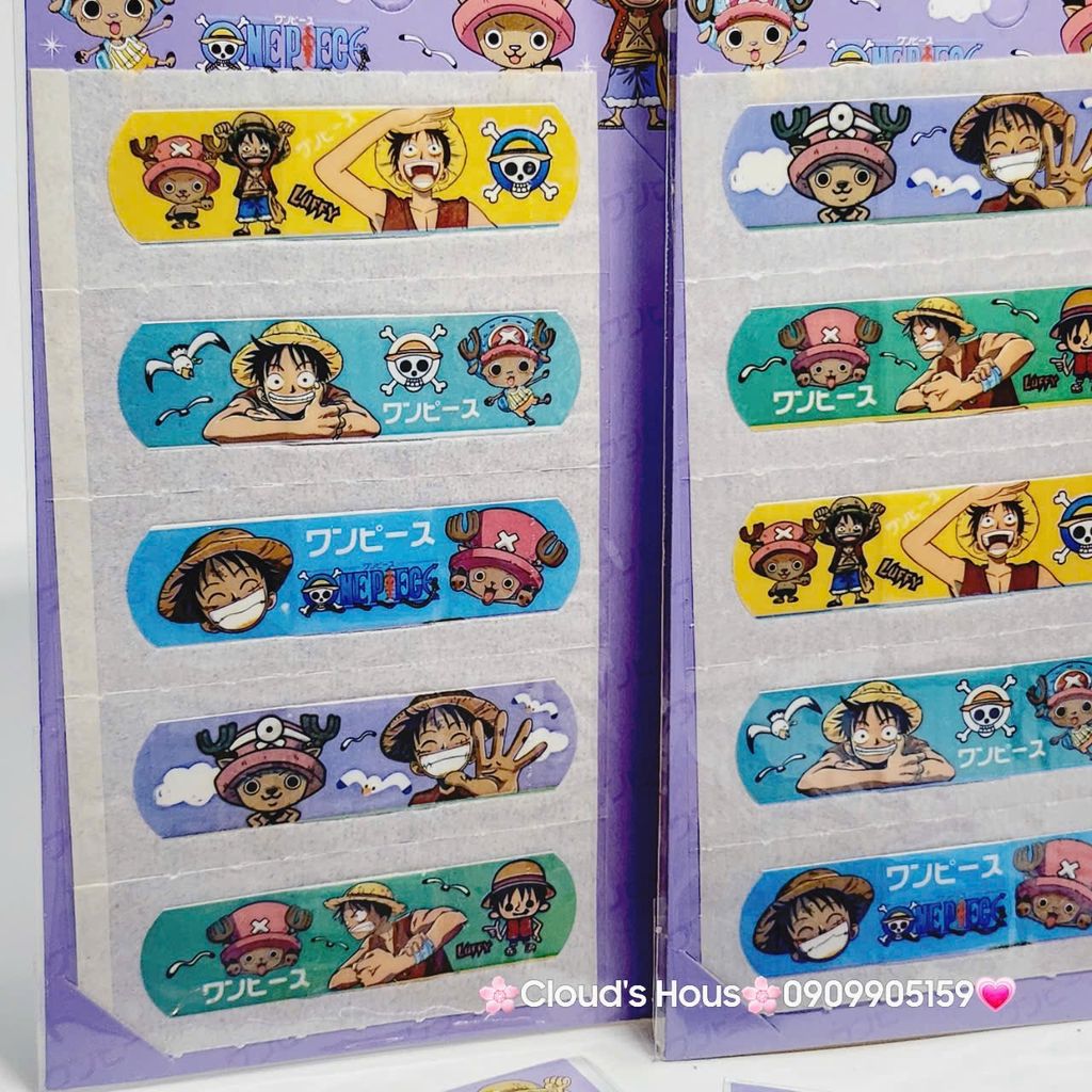 Băng keo cá nhân, dán vết thương Hello Kitty, Cú Mèo, Bọt Biển, One Piece,...