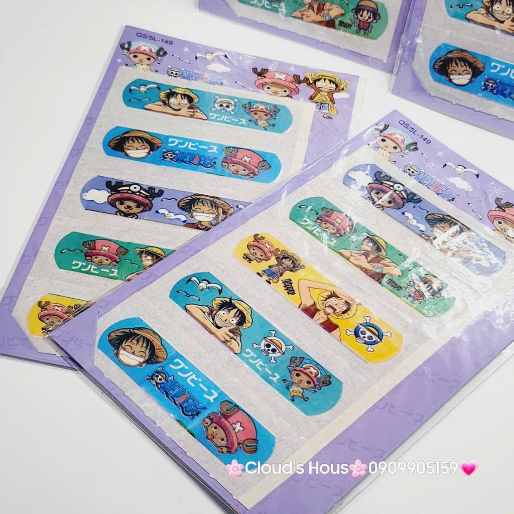 Băng keo cá nhân, dán vết thương Hello Kitty, Cú Mèo, Bọt Biển, One Piece,...