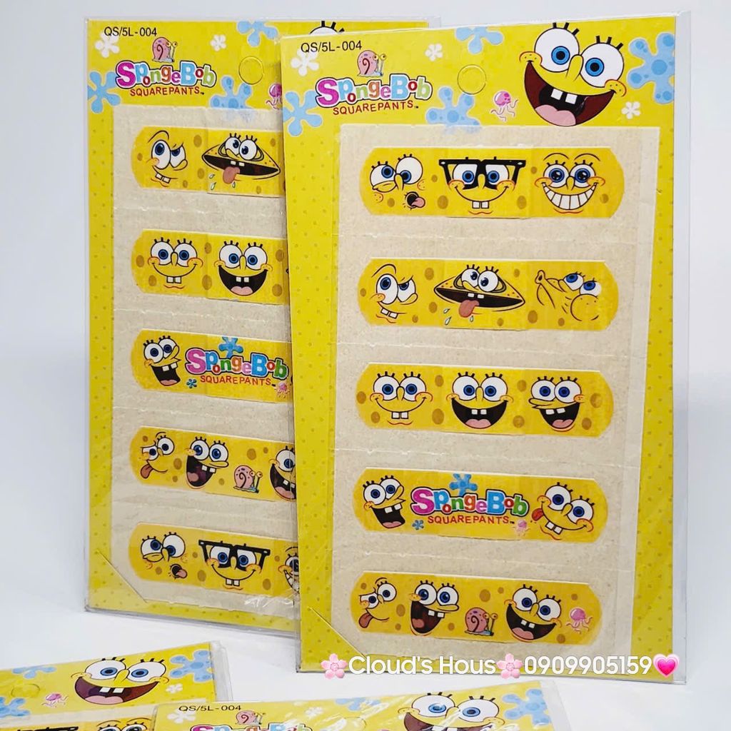 Băng keo cá nhân, dán vết thương Hello Kitty, Cú Mèo, Bọt Biển, One Piece,...