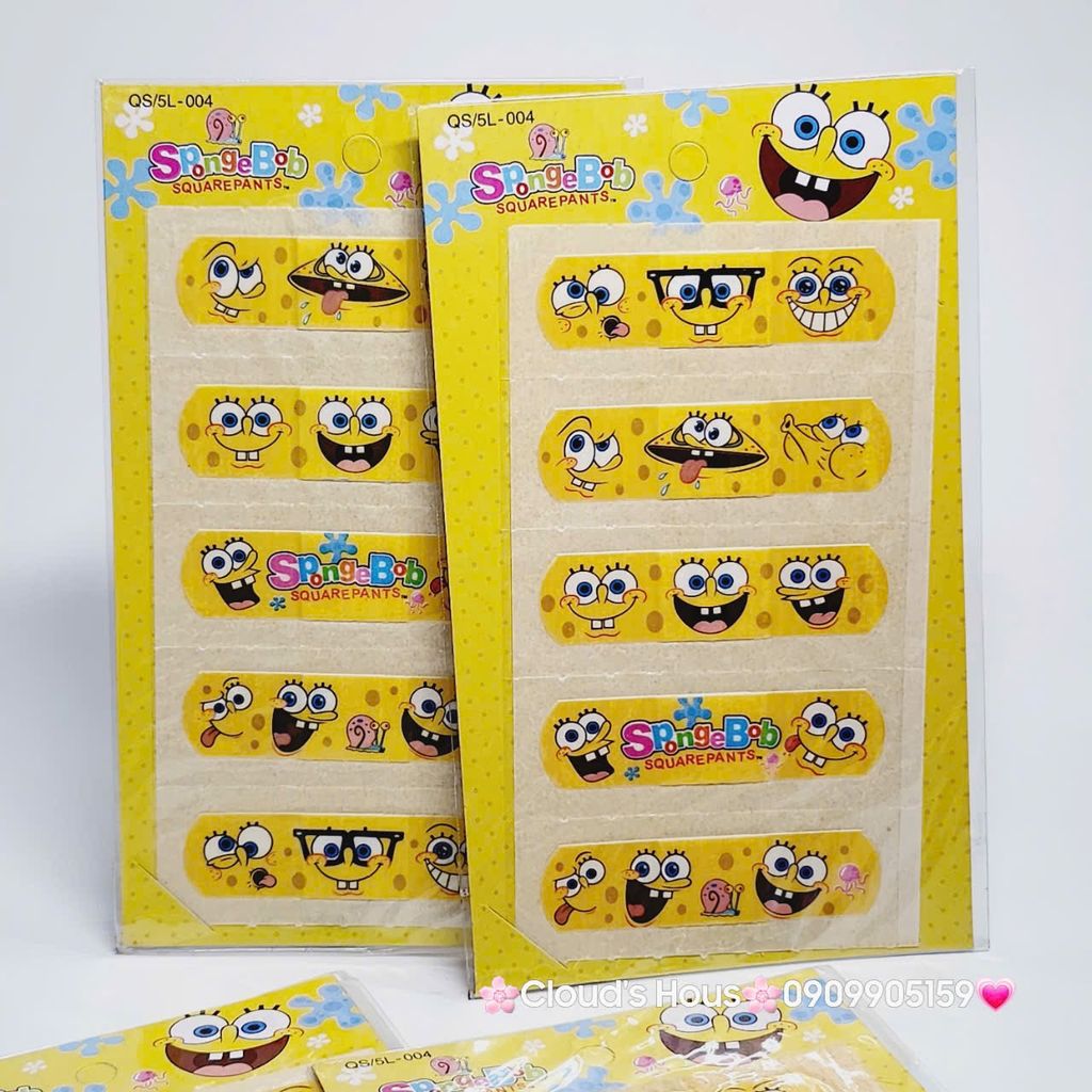 Băng keo cá nhân, dán vết thương Hello Kitty, Cú Mèo, Bọt Biển, One Piece,...