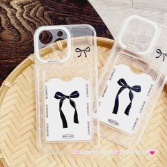 Case Ốp điện thoại iPhone Trong đựng thẻ Nơ Hồng Bowknot iPhone 7+/8+/X/XSM/Xr/11/12/13/14/15/Plus/Pro/Promax
