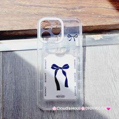 Case Ốp điện thoại iPhone Trong đựng thẻ Nơ Hồng Bowknot iPhone 7+/8+/X/XSM/Xr/11/12/13/14/15/Plus/Pro/Promax